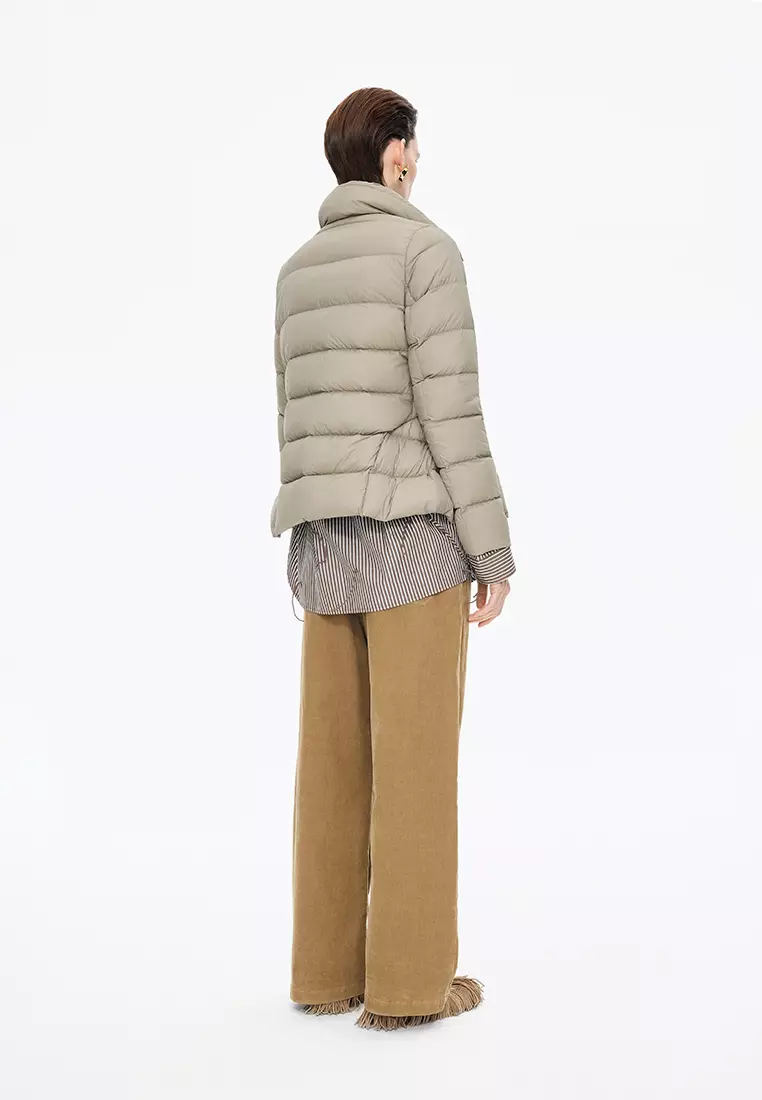 Blend 90% White Duck Down Horizontal Quilting Slim Fit Short Down Jacket