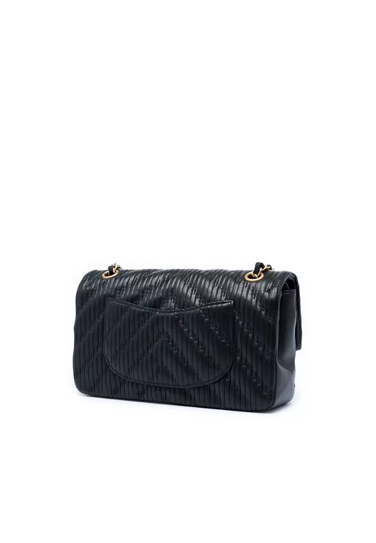 Pre-Loved Chanel Medium Classic Chevron Calfskin Pleated Double Flap