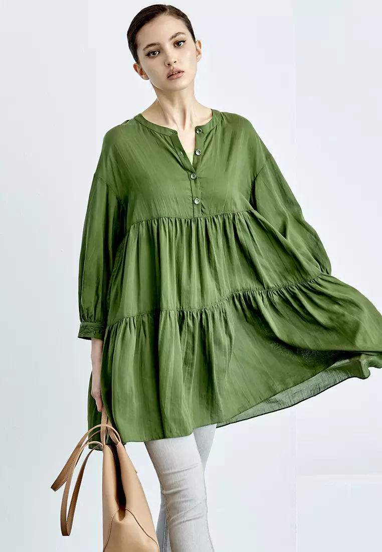 Mid Length Babydoll Green Top