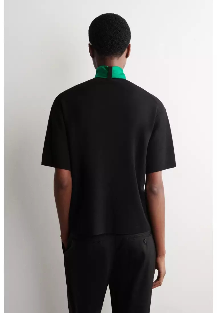 SCARF-DETAIL MERINO WOOL T-SHIRT