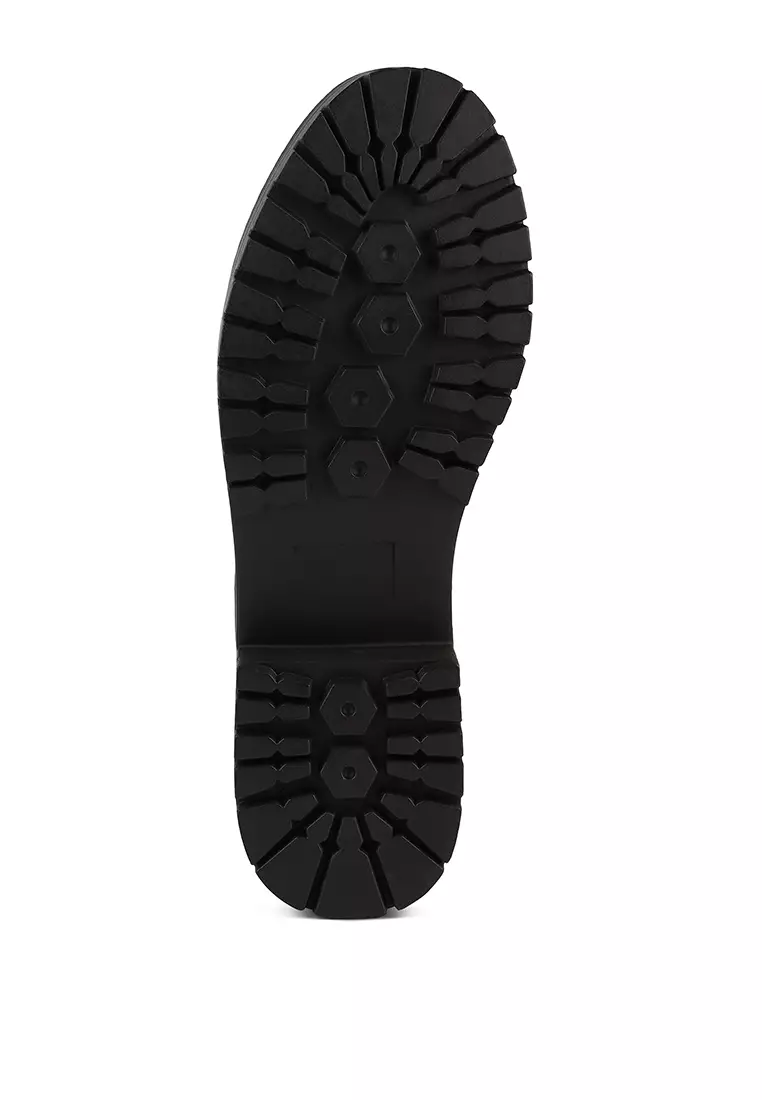 Sepatu Bot Tumit Blok warna Tan
