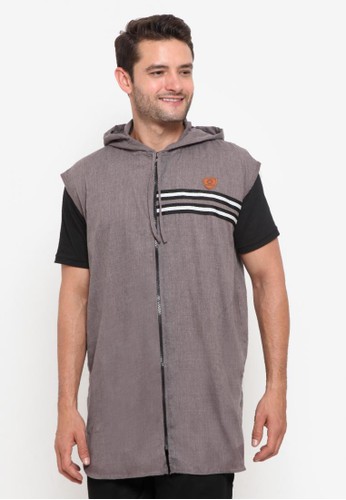 Jual ZAYIDAN Zayidan Rompi Sholat Line Hoodie Muslim Pria - Coklat Original  | ZALORA Indonesia ®