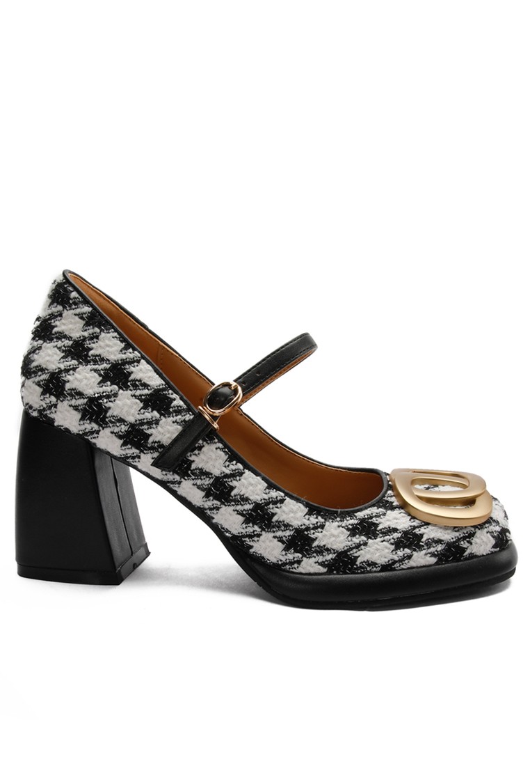 7CM Metal Buckle Tweed Mary Jane Shoes TE876-7
