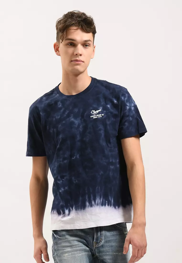 Hollister Ombre Wash Front And Back Logo Print T-shirt Curved Hem In Black  To Grey for Men