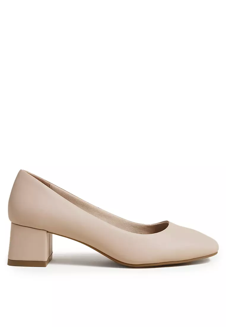 Wide Fit Block Heel Square Toe Shoes