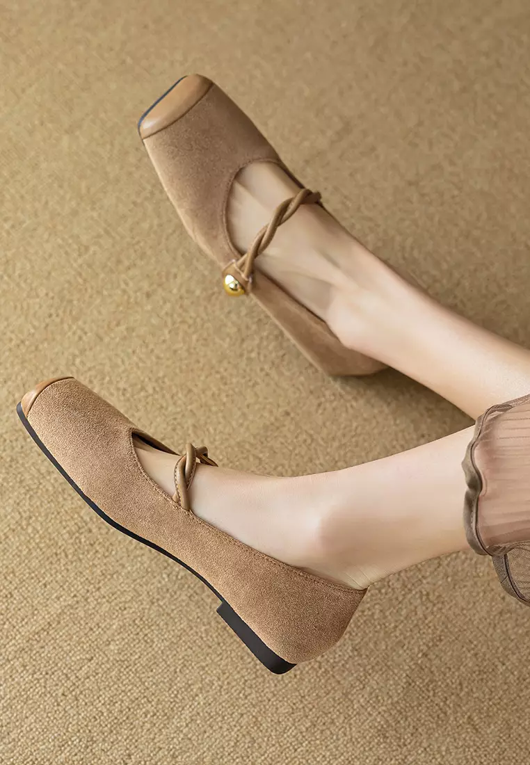 Twist Strap Spliced Mary Jane Shoes WW8929-1