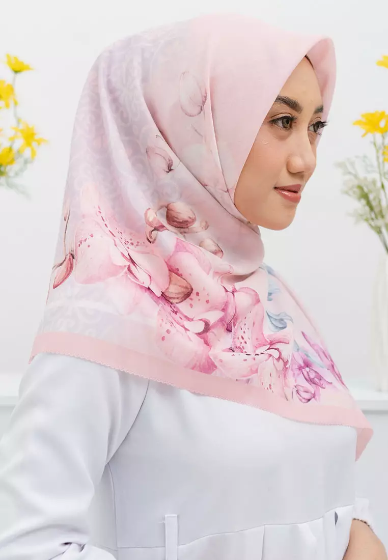 Orchidz Signature Square Voile Scarf Hijab Premium Wanita Creole Pink