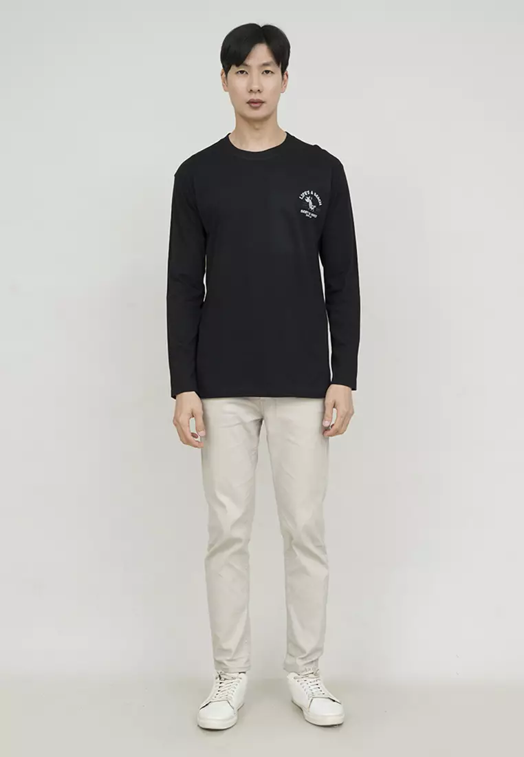 Kaos cotton combed lengan panjang pria hitam houseofcuff lifes a beach