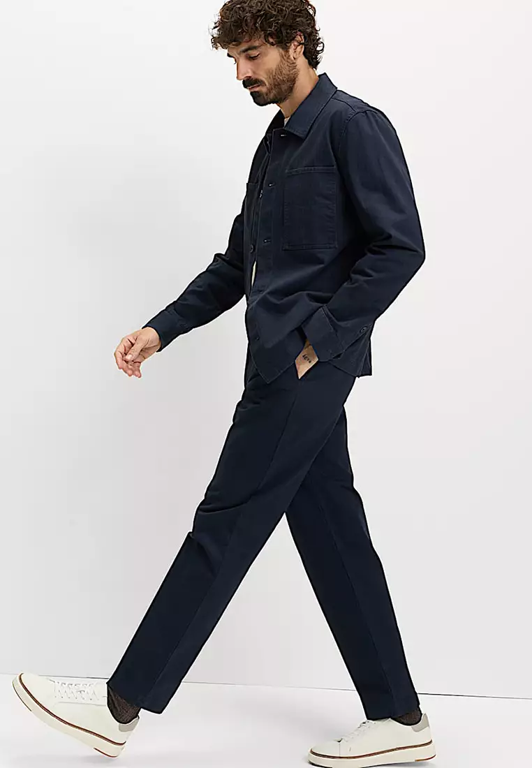 Pure Cotton Herringbone Trousers