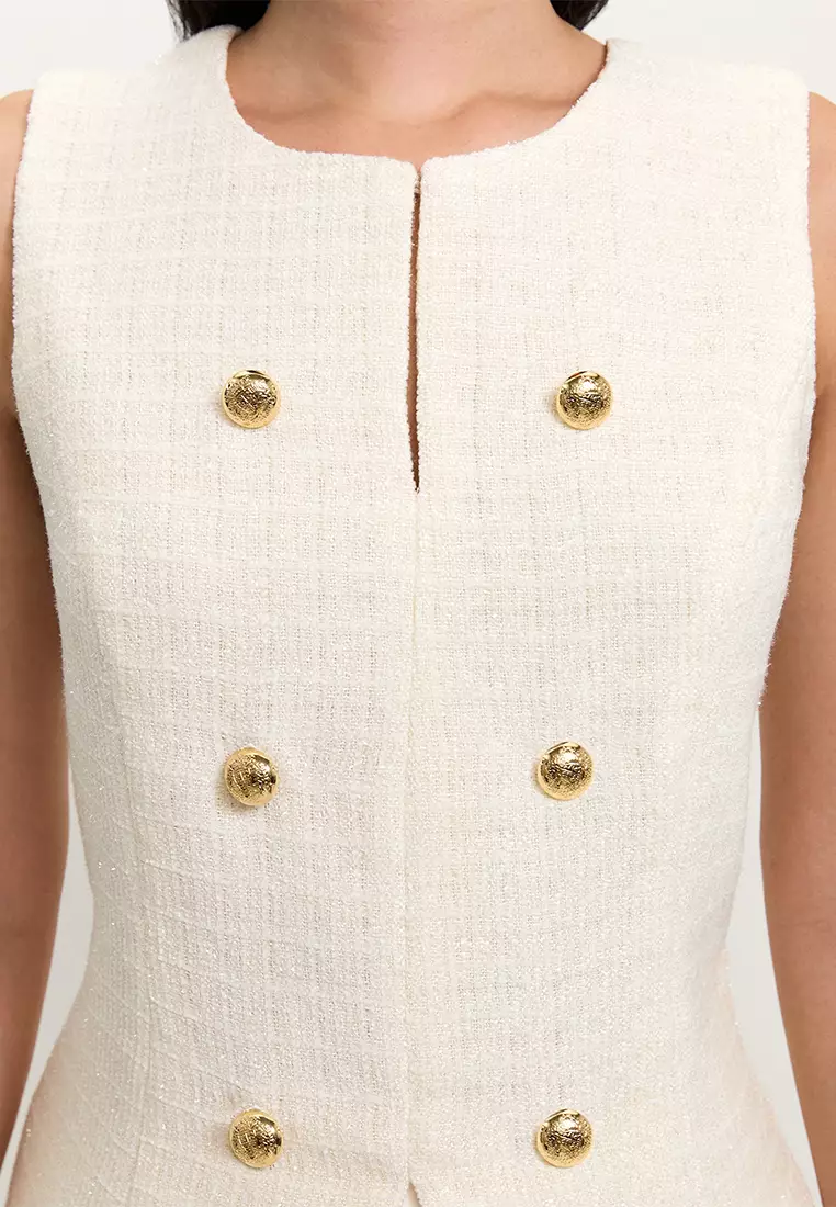 Tweed Front Slit Vest
