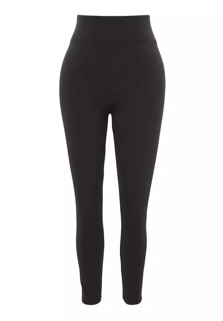 Buy Trendyol Plus Size Black Knitted Fleece Leggings Online