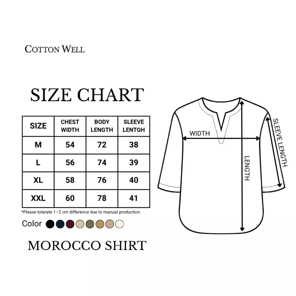 Cotton Well Morocco Shirt Brown I Kemeja Koko Pria Kerah V Neck Coklat