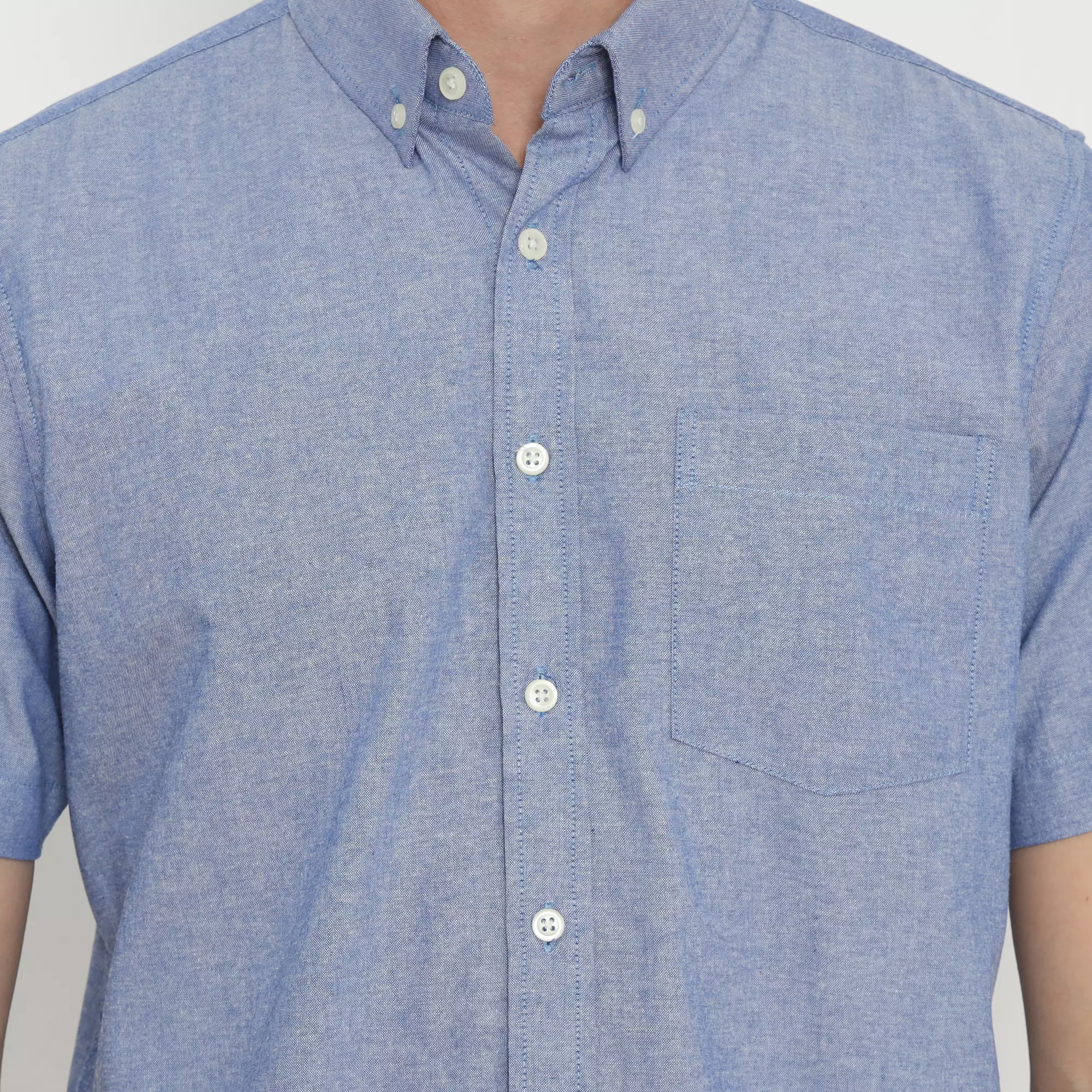 Platini Kemeja Pria Polos Oxford Pendek Dusty Blue 1069