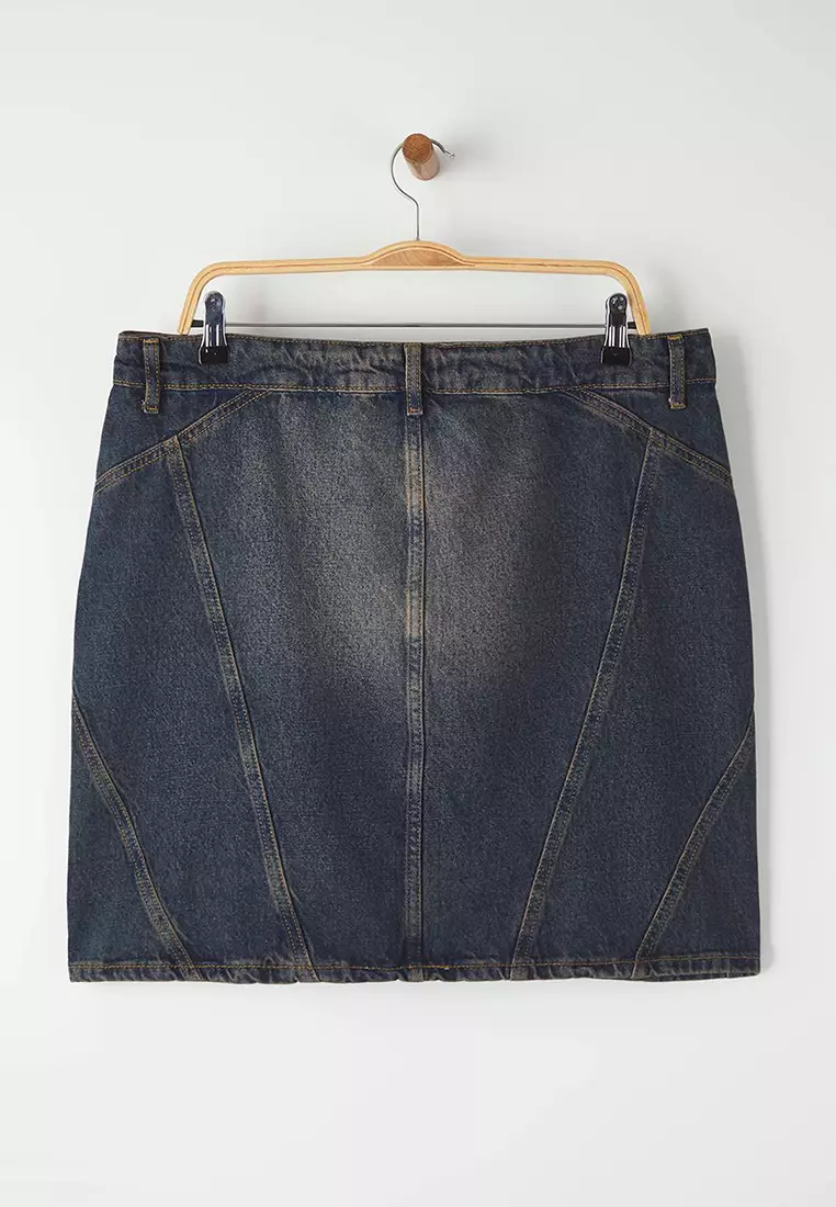 Plus Size Cotton Denim Mini Skirt