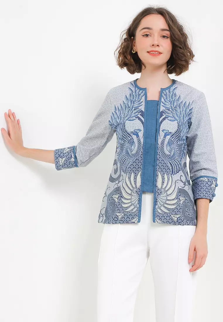 Blouse Atasan Wanita Batik Kerja Furing Lining  Zikia