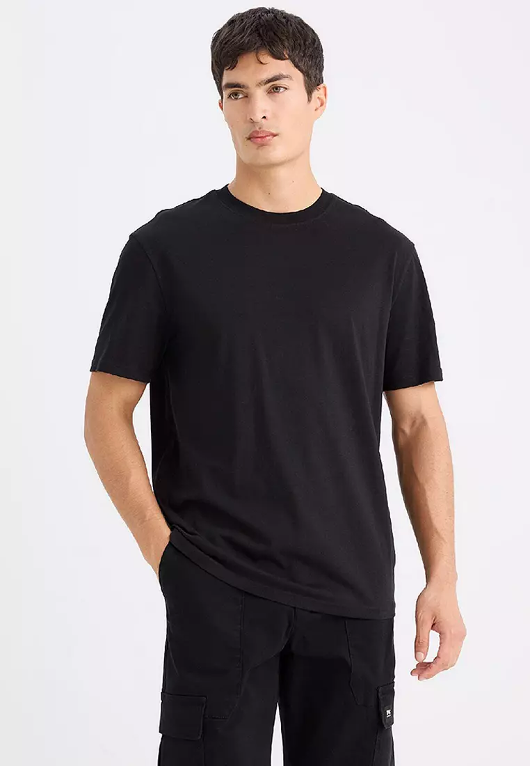 New Regular Fit Crew Neck Basic Plain Short Sleeve T-Shirt