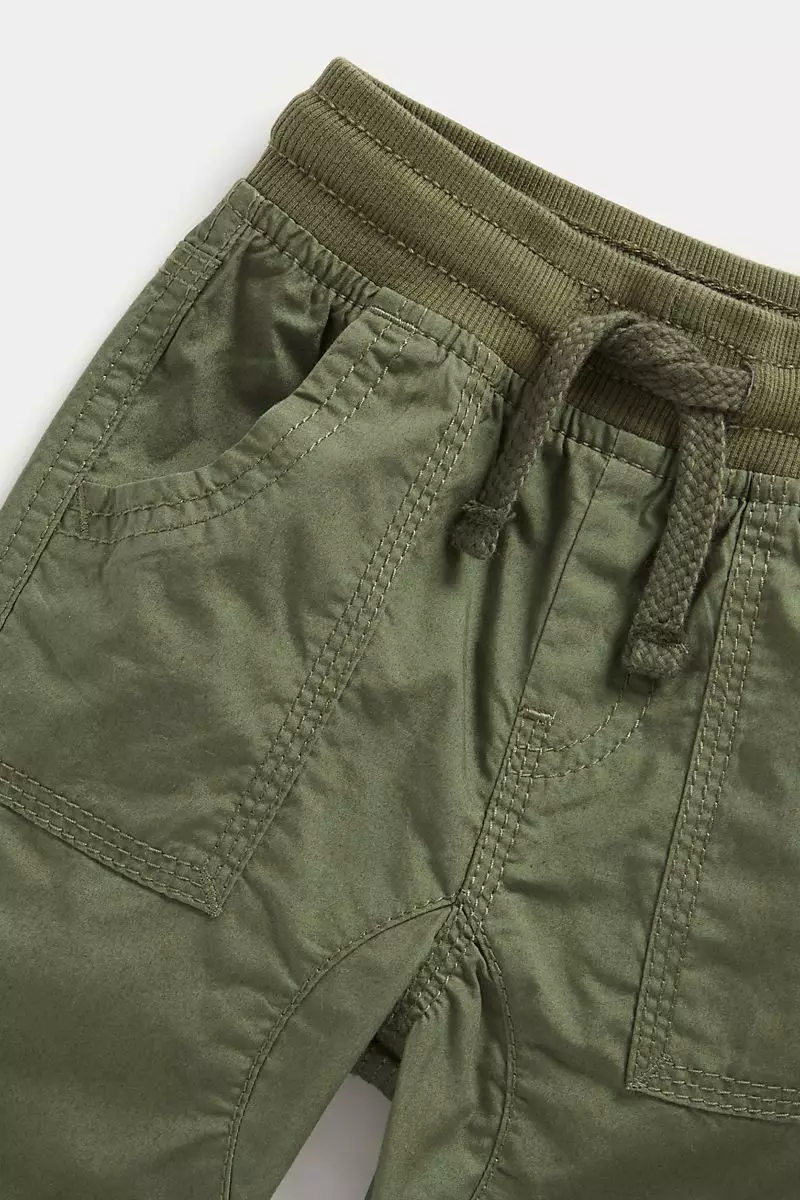 Mothercare Khaki Poplin Roll-Up Trousers - Celana Panjang Bayi Laki-laki (Hijau)