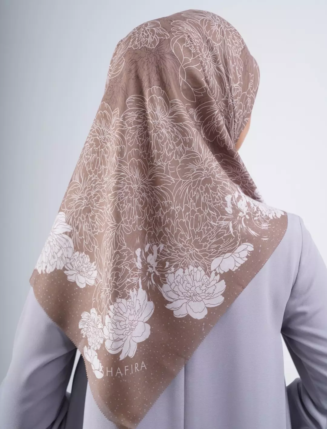 Cezia Printed Scarf Coffee Latte | Hijab Kerudung Segi Empat Motif