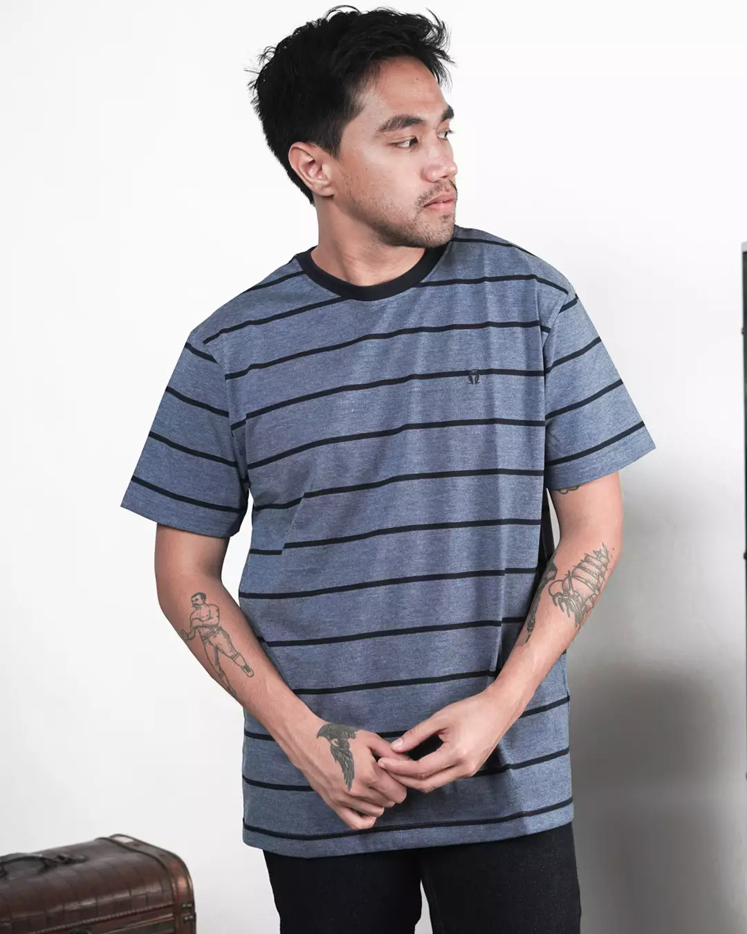 MATSUDA T Shirt Pria Kaos Stripe Ogaki