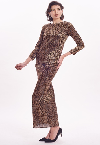 Kylie Modern Kurung In Black And Gold from Ann Khan Exclusive in black and Gold