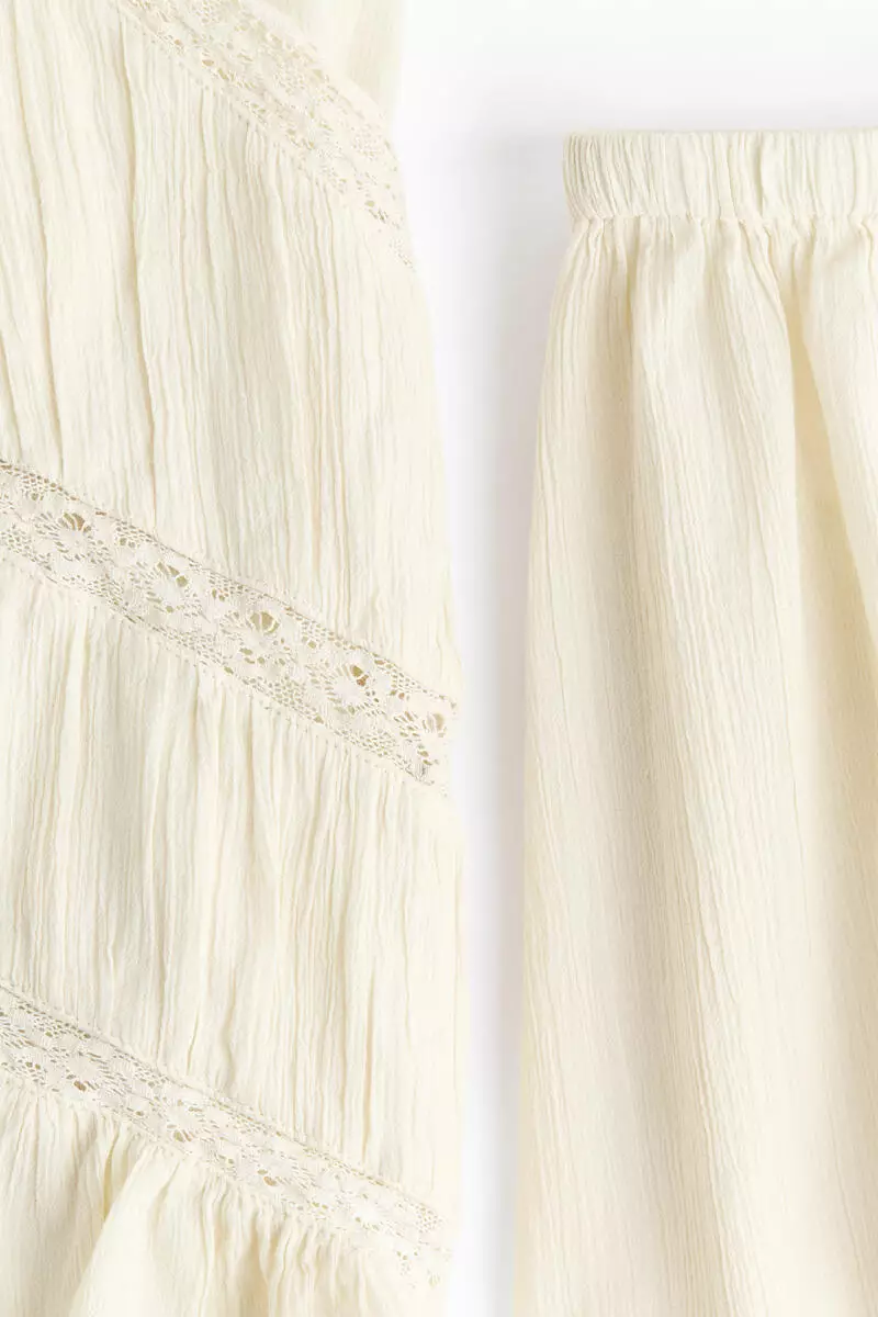 Lace-detail cotton pyjamas