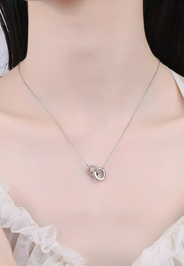 Kalung Wanita Moebius Strip Design Berlian Korea Original Kalung Anti Karat dan Luntur