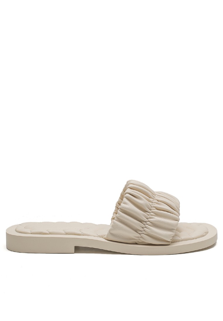 Pleated Microfiber Leather Slippers PS138-1
