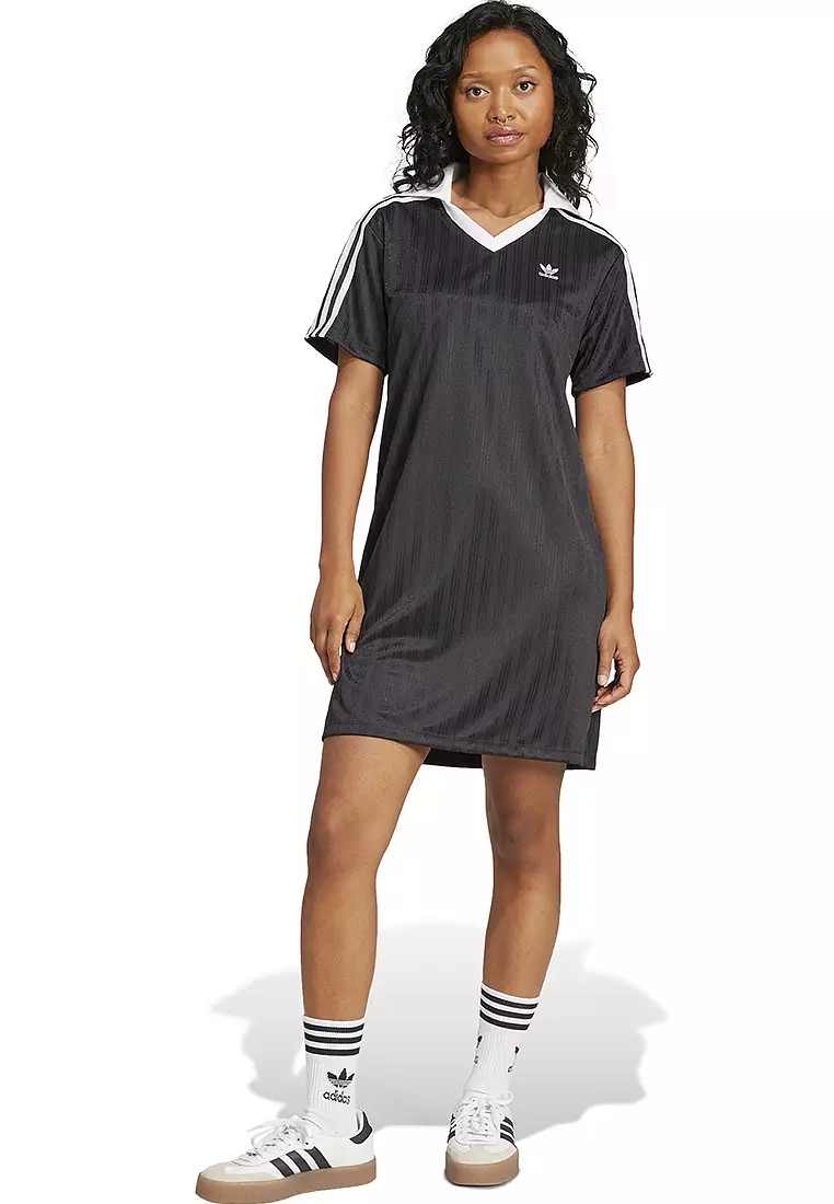 【Adidas コリア】 Adicolor Football Jacquard V-Neck Dress adidas Adicolor Football Jacquard V-Neck Dress - Blue