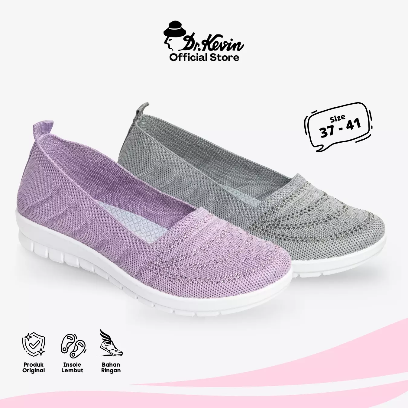 Dr. Kevin Sepatu Olahraga Sport Wanita Sneakers Rajut Slip On 559-004