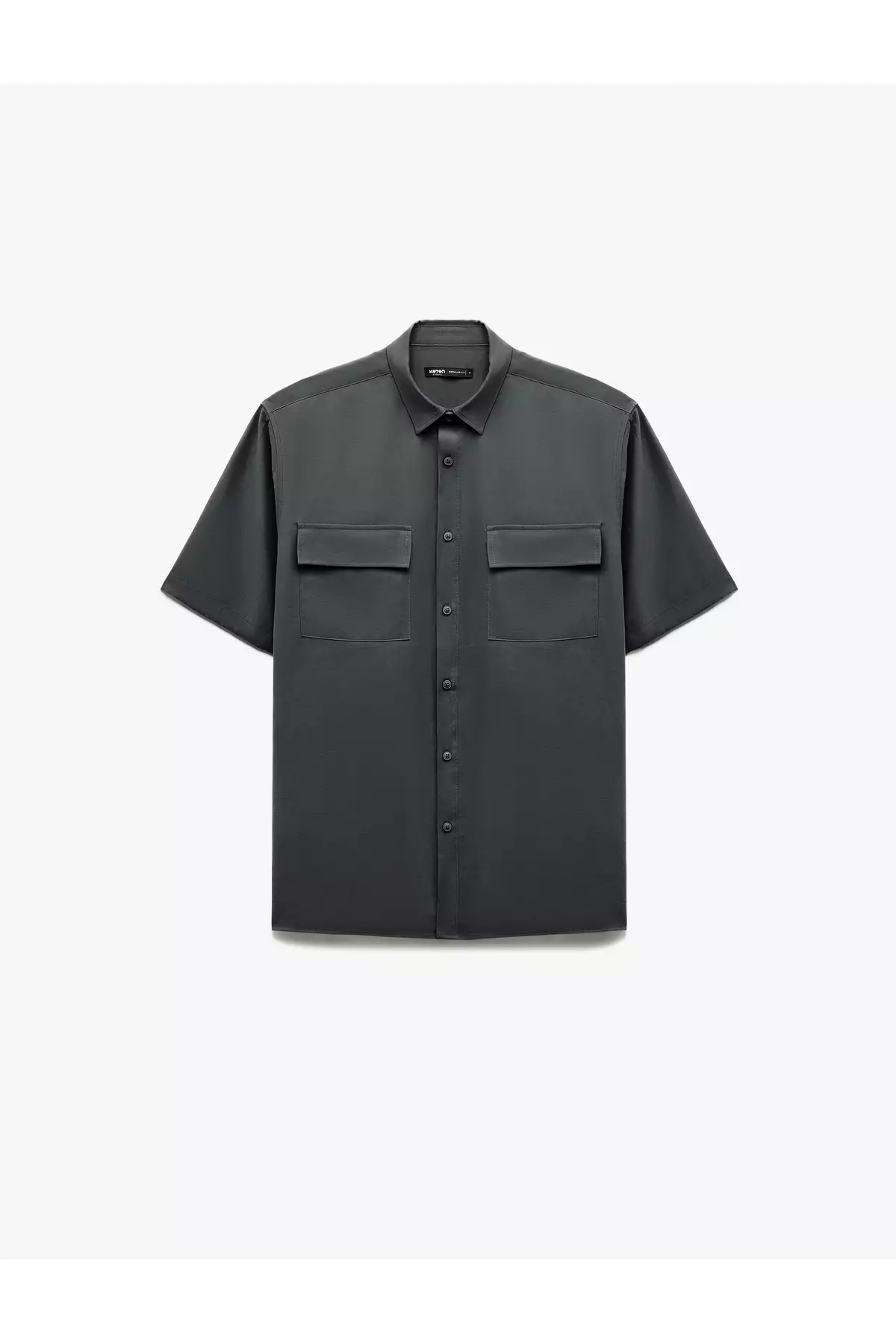 Buttoned Classic Collar Flap Pocket Detailed Rayon Regular Fit Viscose Short Sleeve Shirt