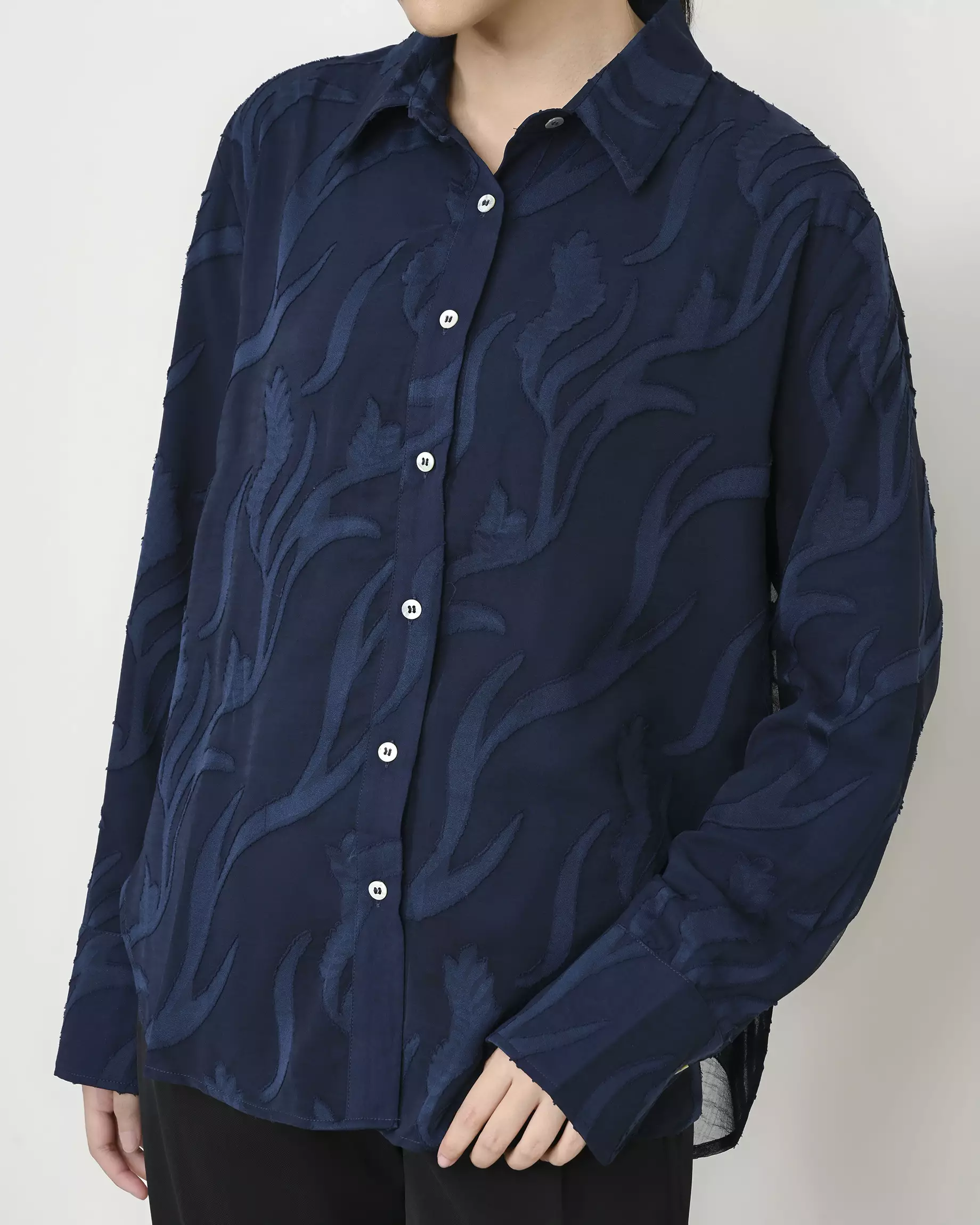 Geulis.id OLIVIA SHIRT - Navy