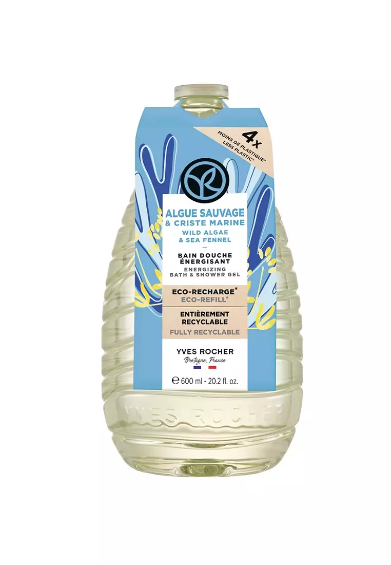 Wild Algae Energizing Shower Gel Refill - 600ml Natural, Hydrating Body Wash