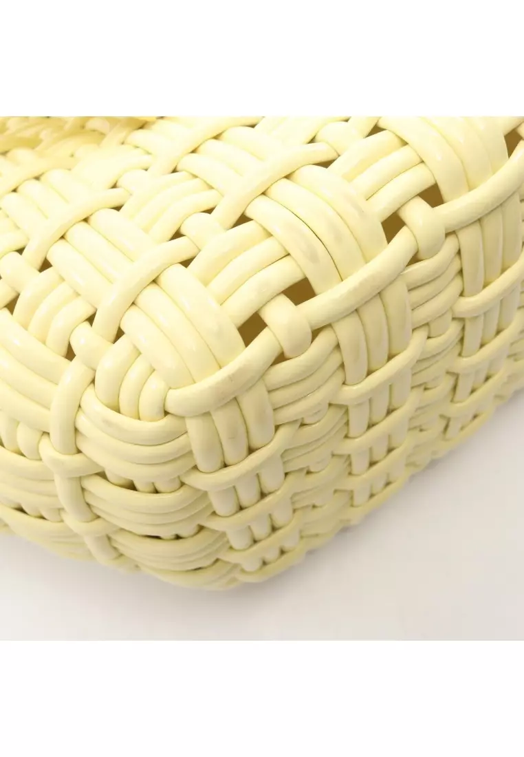 Pre-Loved BALENCIAGA BISTRO XS bistro basket bag 2WAY Handbag tote bag enamel Light yellow