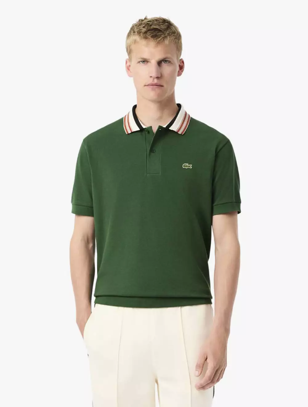 Jual Lacoste French Made Classic Fit Stripe Collar Polo Shirt