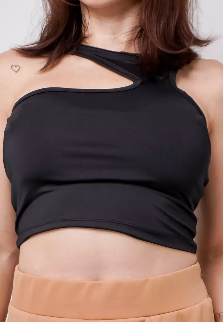 LTE18 TDLA CRNS Crop Casual Wanita Polos Black
