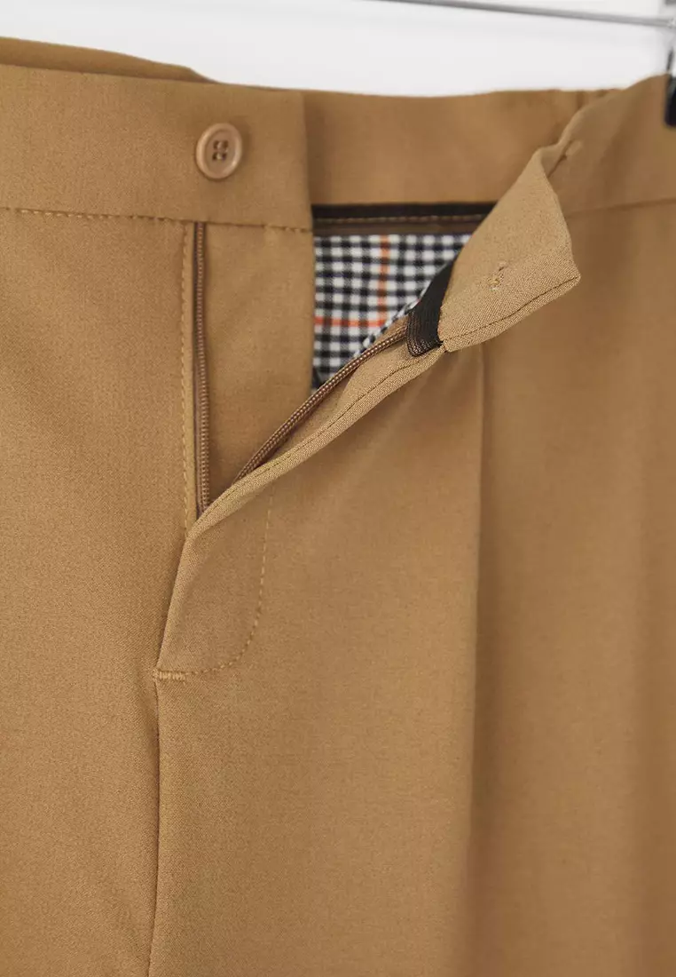 Beige Wideleg Baggy Comfortable Fit Woven Fabric Pants Tmnss25Pl00009