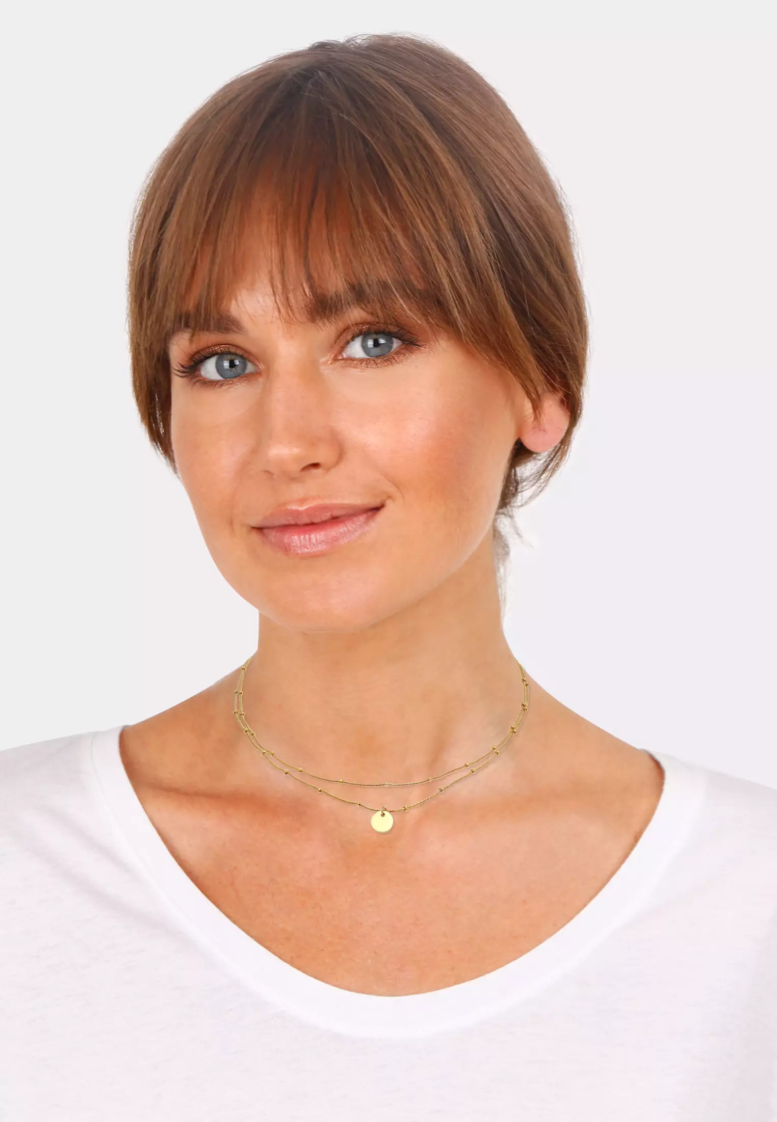Necklace Choker Ball Layer Platelet Pendant Basic Gold Plated