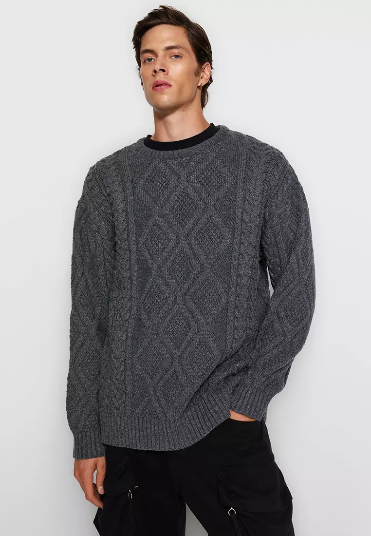 Crew Neck Hair Knitted Sweater