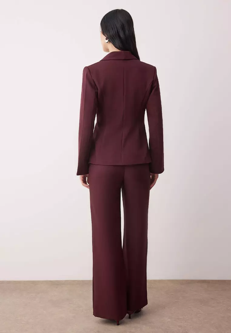 Mürdüm Double-Breasted Closure Blazer Jacket Pants Woven Bottom - Top Set Twoaw26Au145