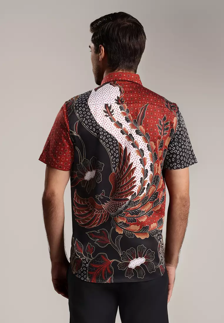 MOC - Kemeja Batik Pria Lengan Pendek Lakhon - Red