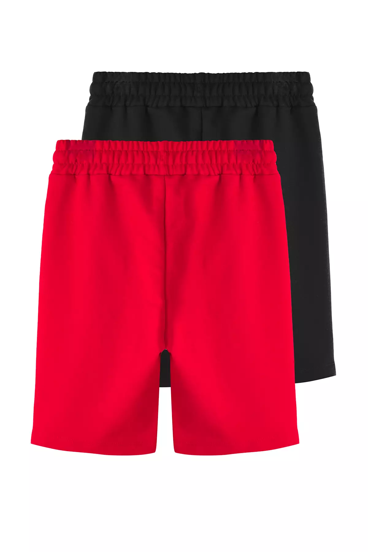 Black-Red 2-Piece Boy's Cotton Basic Knitted Shorts & Bermuda Tkdss25Sr00003