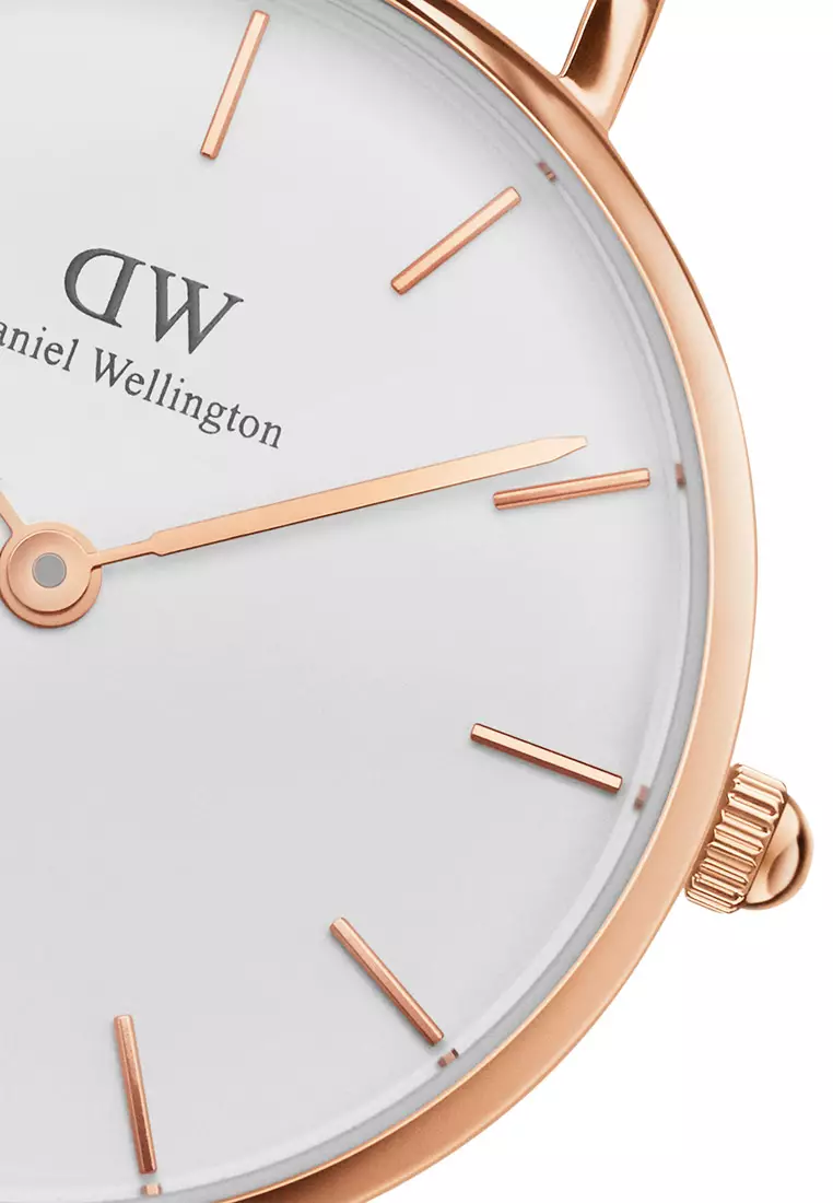Petite Durham 28mm Watch White dial Leather strap Rose Gold Female watch Ladies watch Watch for women DW