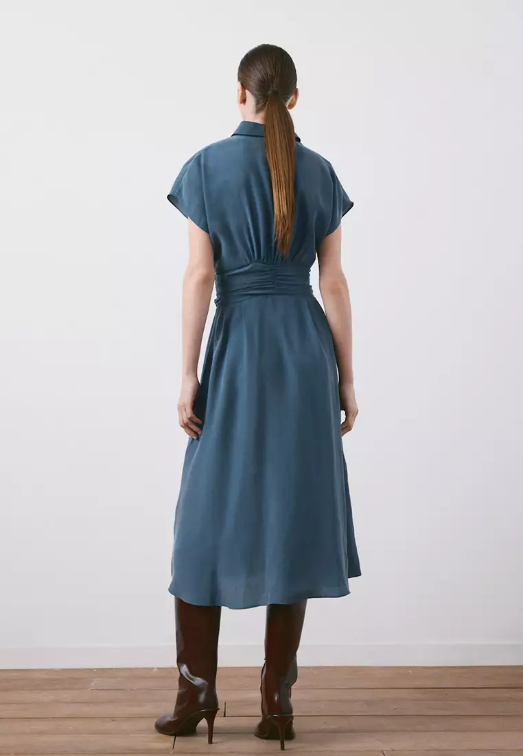maxi dress with sleeves for summer Shirred Waist - FARES - Sage Green Elsa Dress for Girls My Actual Bust is:58