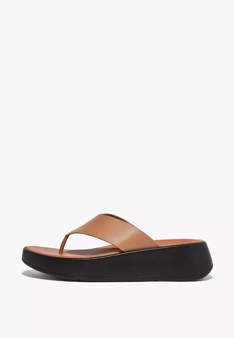 Discount on Fitflop  shoes - SKU: F-Mode Leather Flatform Toe-Post Sandals - Latte Tan