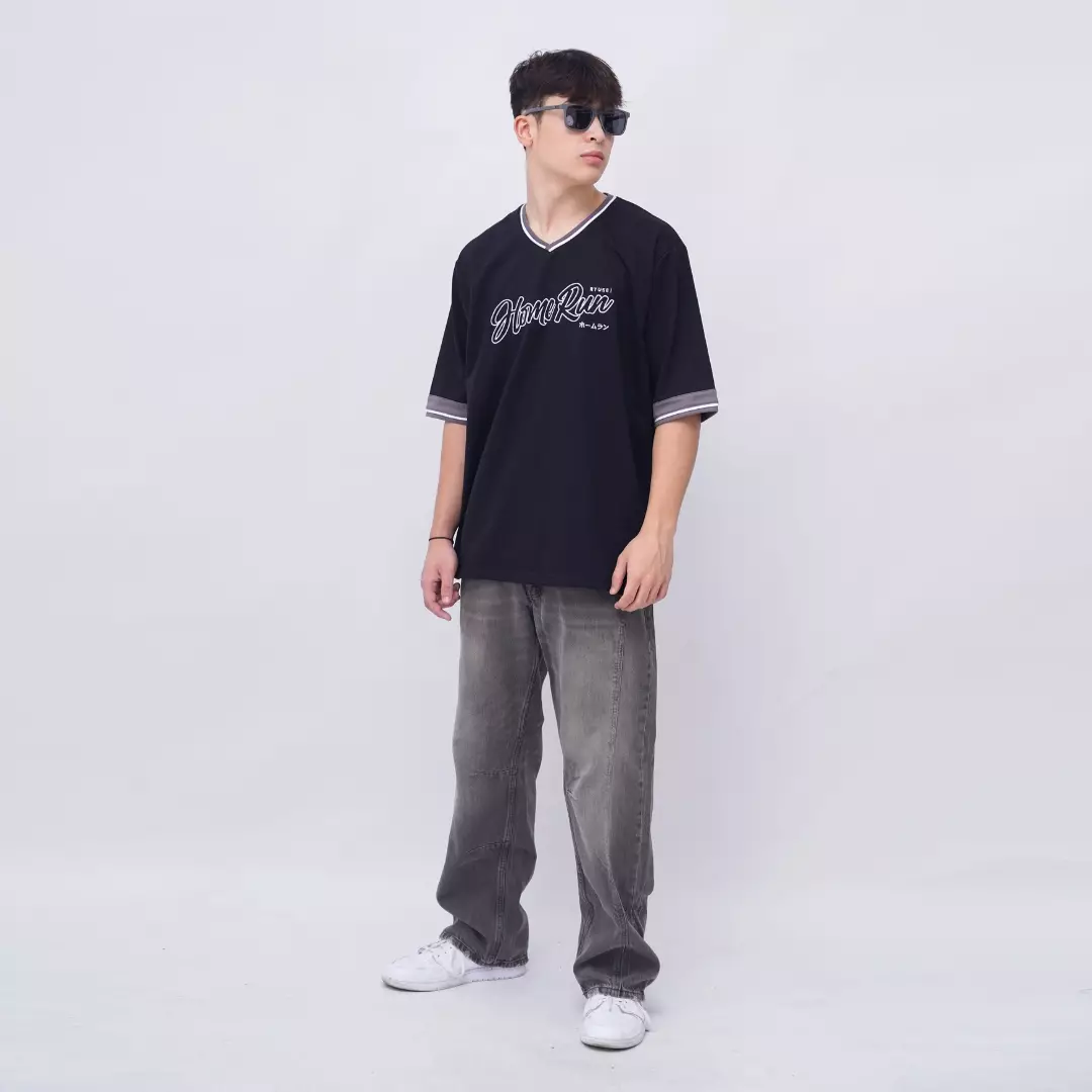 Ryusei Kaos Pria Boxy Oversize Home Run Black