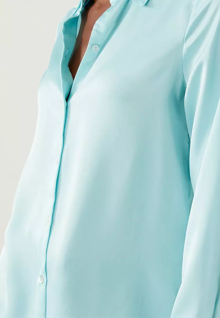 Satin Collared Long Sleeve Shirt