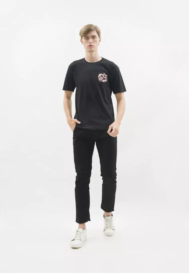 Kaos hitam t shirt polos houseofcuff motif Flower READY HINGGA 4XL