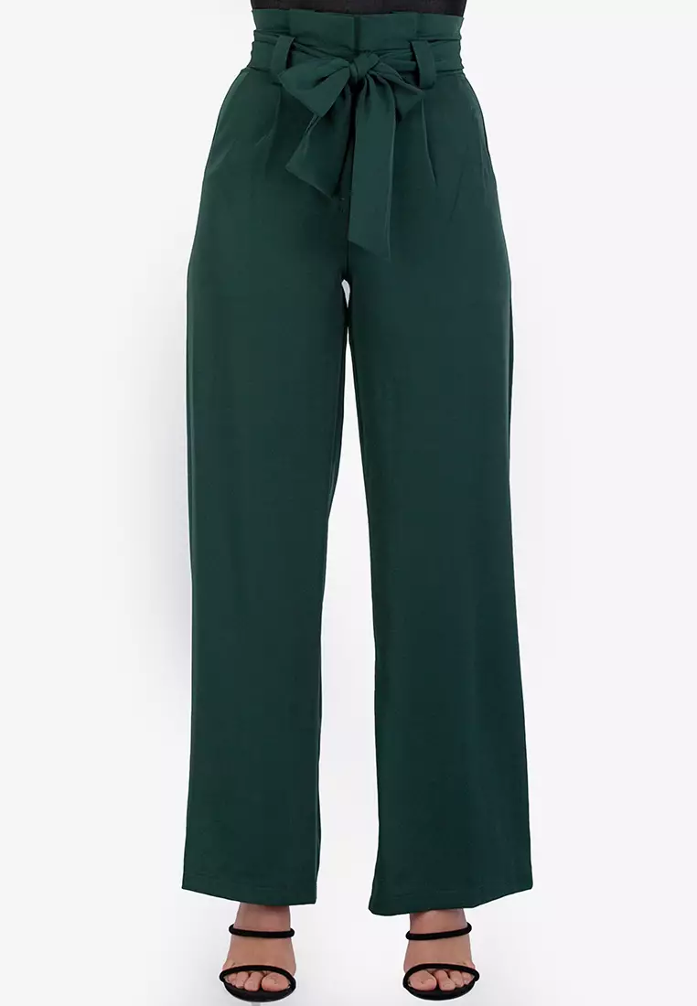 High waist ribbon pants hotsell