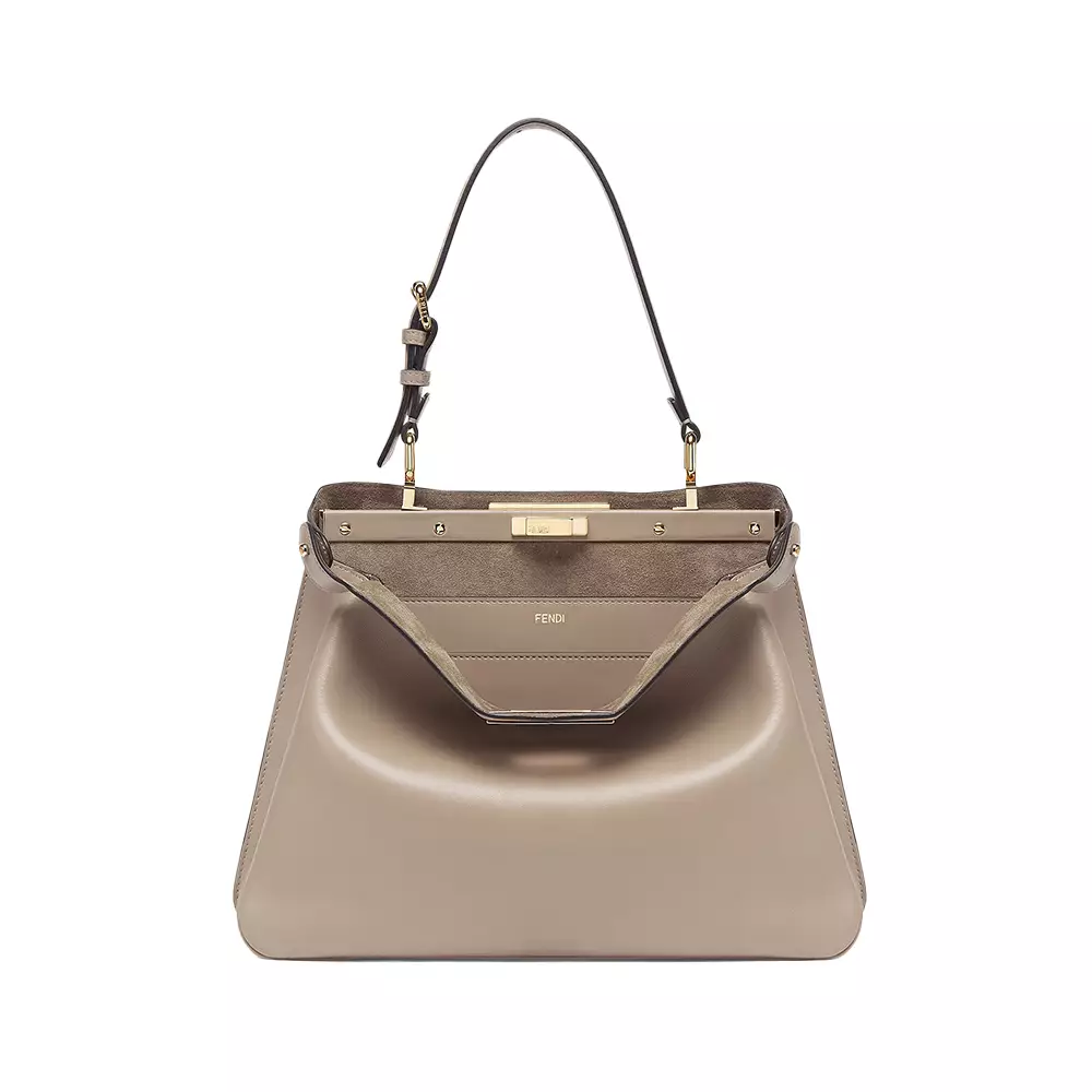 Peekaboo Soft Medium Leather Shoulder Bag Dove Grey