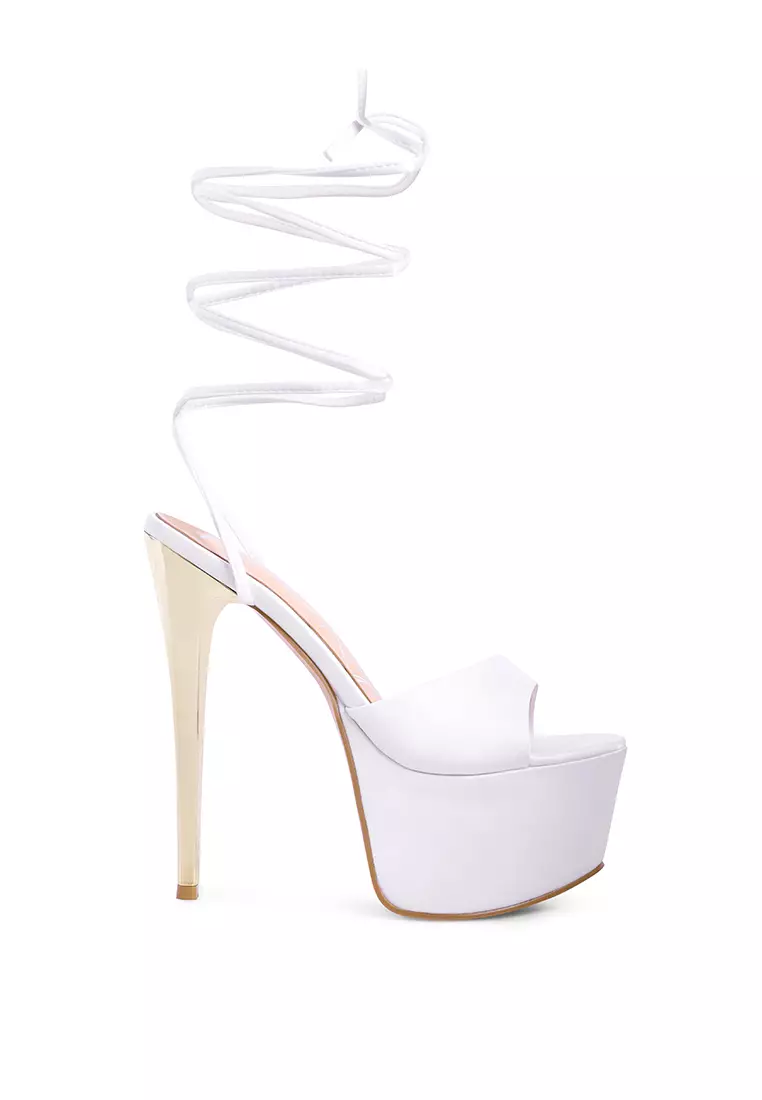 White lace peep toe outlet heels